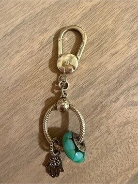 Pandora Sterling silver  Keyring bag charm  Turquoise Glass Bead  Hamsa Charm